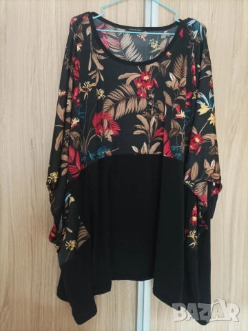 Макси флорална блуза/туника с джобове 