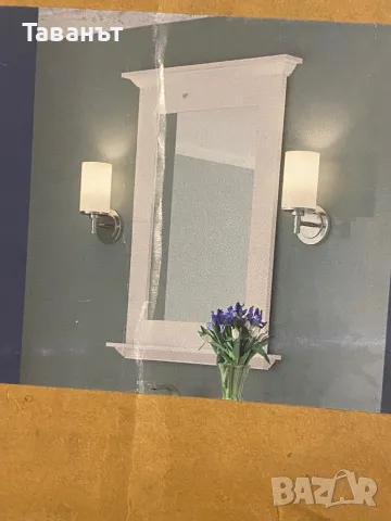 Нов шкаф за баня с мраморен плот, огледало, смесител, снимка 2 - Шкафове - 48027643