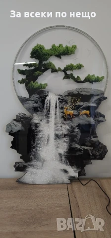 Луксозна LED стенна декорация – 3D модерна стенопис с пейзаж от кристален акрил, снимка 3 - Картини - 48810913