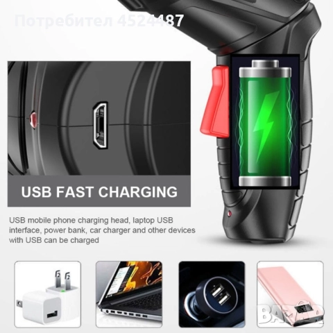 Акумулаторна електрическа бормашина 47 части в комплект с куфар, снимка 3 - Бормашини - 47824340