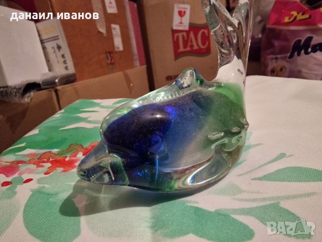 Декоративен делфин стъклен, снимка 1 - Декорация за дома - 38209117