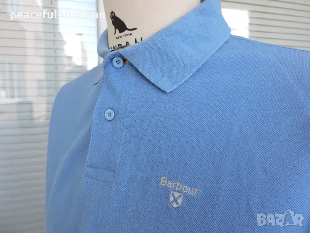 Barbour Mens Blue Cacual Polo Shirt - страхотна маркова тениска с яка размер M , снимка 6 - Тениски - 49345075