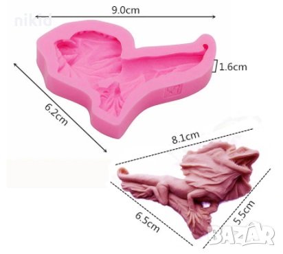 Гущер Игуана Хамелеон силиконов молд форма декорация торта фондан шоколад гипс, снимка 2 - Форми - 30779014