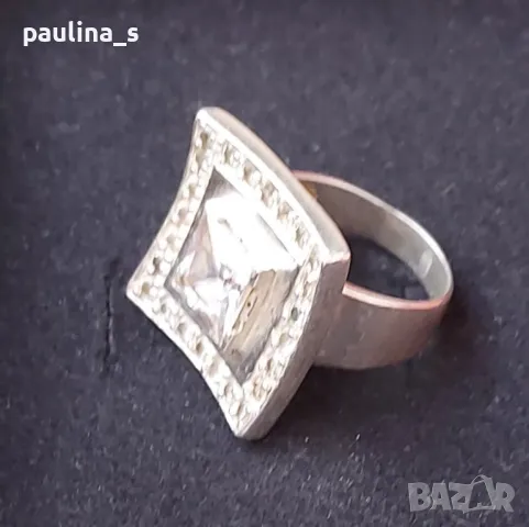 Винтидж / Масивен сребърен пръстен с Фианит и циркони / проба 925 Житен клас , снимка 6 - Пръстени - 48813818