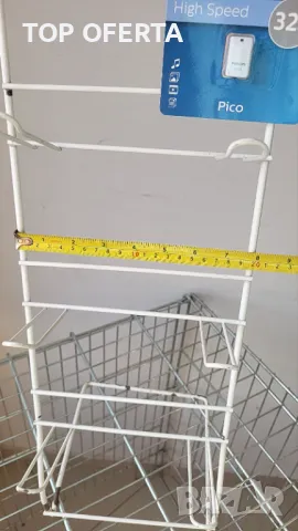 Метален стелаж с 8 куки за закачане, бял цвят!!! 73,5 х 20 см, снимка 3 - Стелажи и щандове - 47803476