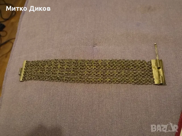 Vintage traditional Anatolian Gilded Bracelet -възрожд.гривна ,куюмджийски накит позлатена , снимка 3 - Гривни - 56093032