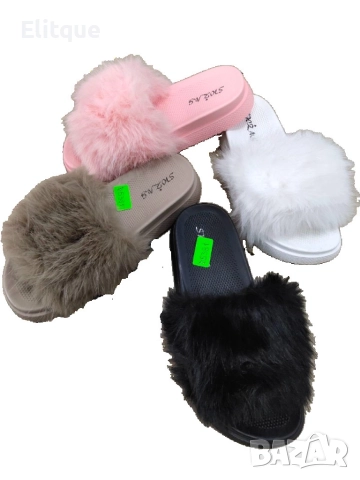 Модерен дизайн, уют и комфорт: Стилни дамски чехли с пух, снимка 4 - Чехли - 52871408