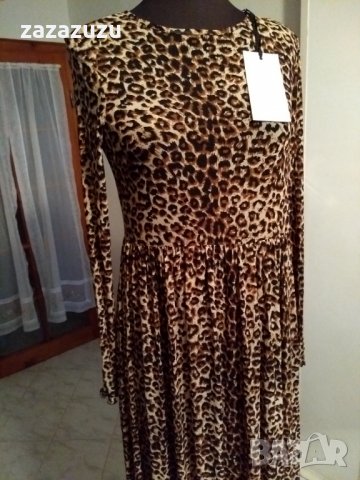Официална дълга дамска рокля леопардов принт