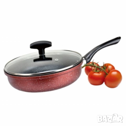 Дълбок тиган с капак Rosberg, Ø 22/26/28 см, Мраморно покритие, Индукция, Бордо меланж, снимка 3 - Съдове за готвене - 52137506