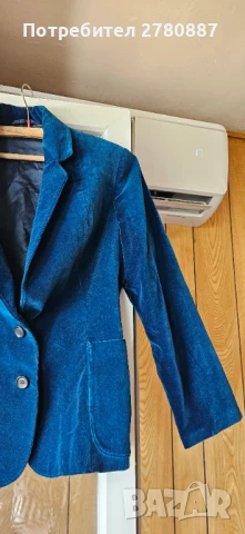 Дамско Синьо велурено сако – цвят кралско синьо ХС -С, снимка 2 - Сака - 50684998