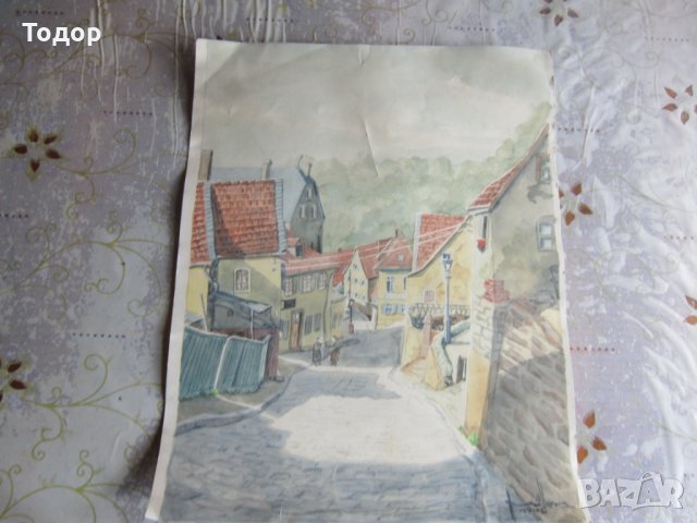 Стара рисувана картина 1946 , снимка 6 - Картини - 32089245