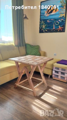 Малка маса – ръчна авторска изработка – бук/бор, снимка 3 - Маси - 42793399