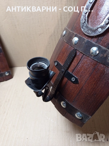 Комплект Стари Ръчно Изработени Стенни Лампи От Старо Дъбово Буре. , снимка 5 - Антикварни и старинни предмети - 52841377