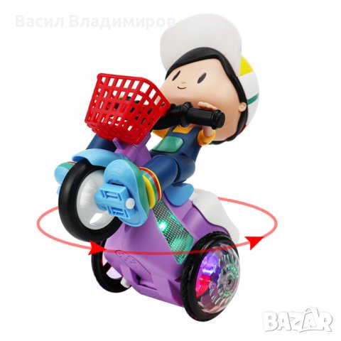 Детска играчка - Момче на мотор със светещи гуми и музика , снимка 2 - Музикални играчки - 42370785