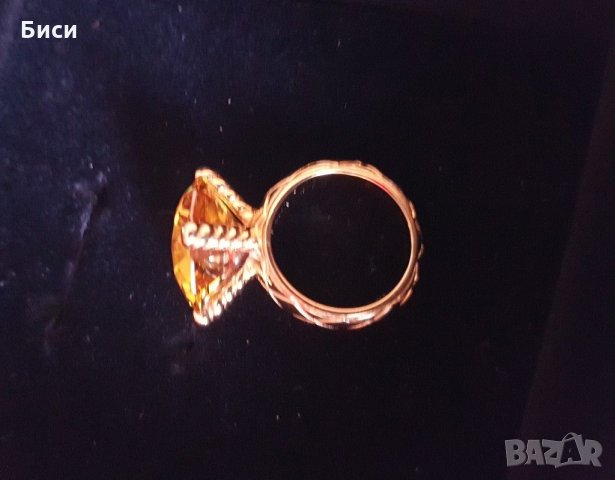 Just Cavalli-оригинален нов,18к.позлатен пръстен със естествен цитрин, снимка 13 - Пръстени - 35373774