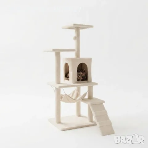 Котешки център за игра и почивка с драскалка и къщичка, 125 см, снимка 5 - За котки - 55936928