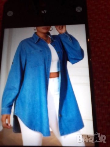 дънкова риза макси размер нова , снимка 2 - Ризи - 52329684