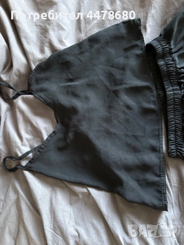 Черен летен комплект (топ + панталон) – S/M, снимка 3 - Комплекти - 54246269