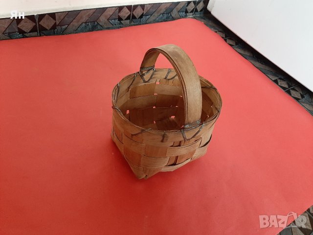  Стара Ретро Дървена Плетена Мини Кошничка , снимка 2 - Други - 35435591