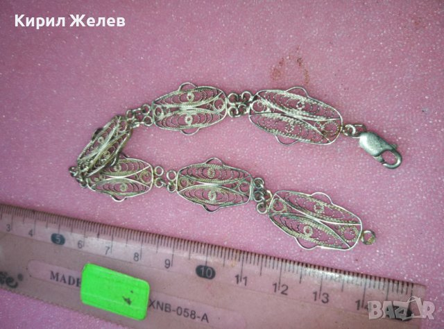 СТАРА ВЪЗРОЖДЕНСКИ СТИЛ ФИЛИГРАННА СРЕБЪРНА ГРИВНА ВИСОКА ПРОБА СРЕБРО РЪЧНА МАЙСТОРСКА РАБОТА 41991, снимка 5 - Антикварни и старинни предмети - 44423967