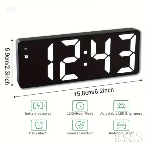 digital watch Часовници за спалня, снимка 2 - Мъжки - 54043410