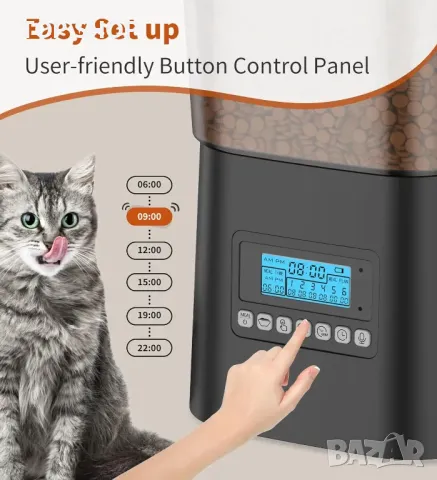 Автоматични хранилки HoneyGuaridan за 2 котки, 3,5 л, снимка 3 - За котки - 48772044