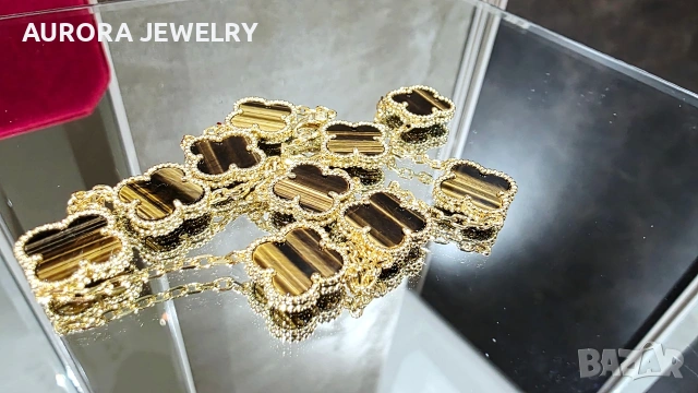 Van Cleef & Arpels VCA 10 Motifs Gold Tiger Eye Vintage Alhambra Дамско Колие, снимка 5 - Колиета, медальони, синджири - 54309184