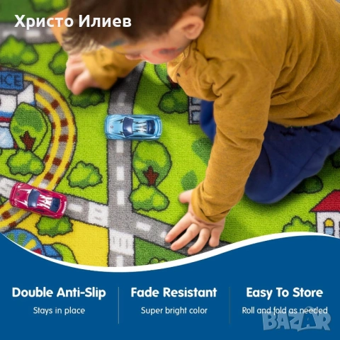 Детски Мокетен килим за игра с писта град за детска стая НОВ, снимка 2 - Други - 54338748