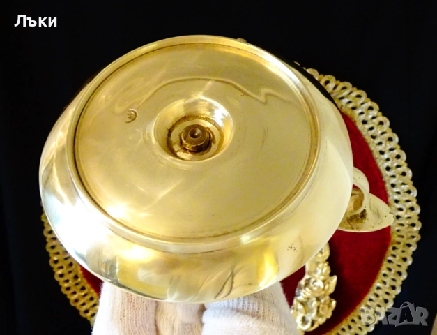 Викториански бронзов свещник с дръжка. , снимка 5 - Антикварни и старинни предмети - 52860441