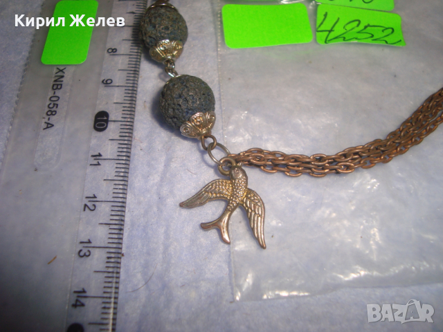 РЕТРО - ВИНТИДЖ СТАРА ФИГУРАЛНА с ПТИЧЕ ХЕНД-МЕЙД ОБЕЦА АРТ ВИСУЛКА 4252, снимка 2 - Обеци - 36510649