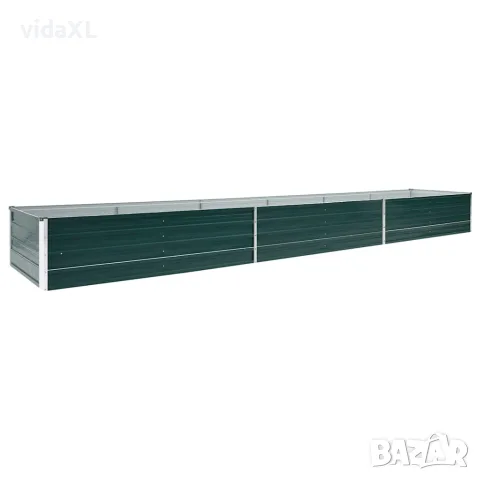 vidaXL Градинска висока леха поцинкована стомана 480x80x45 см зелена