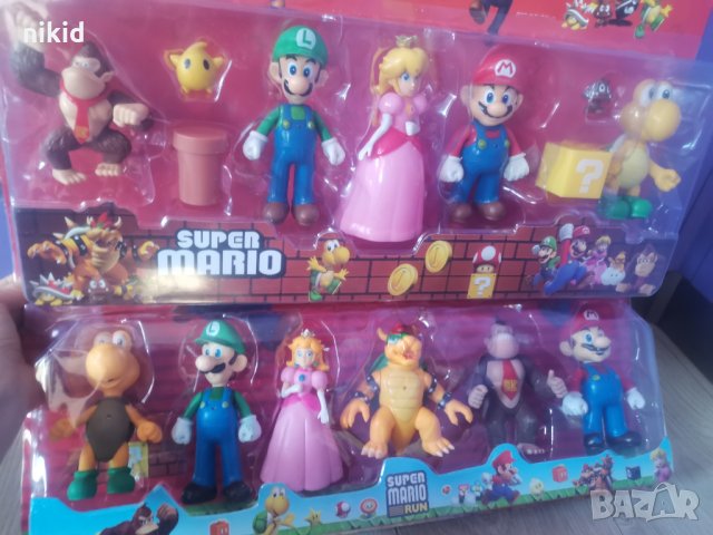 Светещи Големи 6 бр Супер Марио Super Mario пластмасови фигурки PVC за игра и украса торта топер, снимка 2 - Фигурки - 24697673