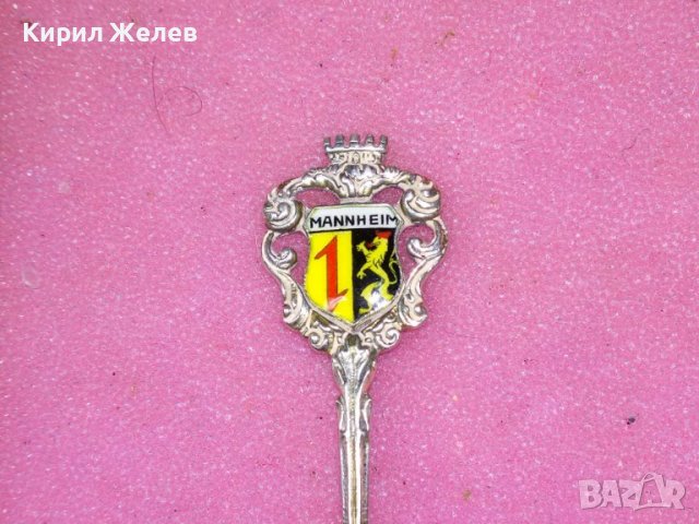 MANNHEIM СТАРА НЕМСКА КОЛЕКЦИОНЕРСКА ЕМАЙЛИРАНА СРЕБЪРНА ЛЪЖИЧКА За КАФЕ СРЕБРО 800 ПРОБА 42986, снимка 3 - Колекции - 44375424