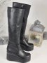 Ботуши на платформа - черна кожа с черно ходило - 136K, снимка 1