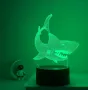 Холограмна 3D LED лампа Акула,RGB Седемцветен Интелигентен Контрол,USB/батерия, снимка 4