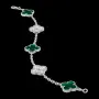 Van Cleef & Arpels VCA 5 Motifs Silver Green Malachite Diamonds Vintage Alhambra Дамска Гривна, снимка 3