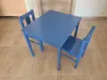 детска масичка и 2 столчета сини IKEA Kritter, снимка 1