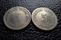 Стара монета 5 пфенига 1893 г. и 1894 г. букви А - Германия - рядки !, снимка 1