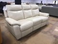  Кремав диван тройка-естествена кожа с релаксиращ механизъм за краката, снимка 7