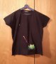 Нова черна тениска с къс ръкав с жабче за момиче S-M, снимка 1 - Тениски - 31899057