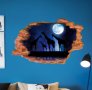 3D Дупка Жирафи в Пълнолуние небе стикер лепенка за таван под плочки стена самозалепващ, снимка 2