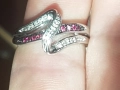 СРЕБЪРЕН  ПРЪСТЕН С  ЕСТЕСТВЕНИ  РОЗОВИ  И БЕЛИ  ДИАМАНТИ  СЕРТИФИКАТ , снимка 5