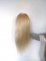 Фризьорска тренировъчна глава с ЕСТЕСТВЕНА коса 60см +стойка +аксесоари, снимка 3