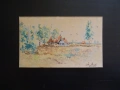 АТАНАС ЛОЛОВ картина "Пейзаж" акварел 1955 г #1, снимка 1