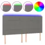 vidaXL LED горна табла за легло, тъмносива, 160x5x118/128 см, плат, снимка 1