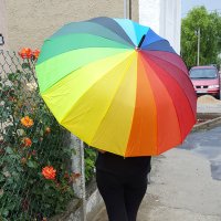 1529 Голям дамски чадър за дъжд Дъга, 16 ребра, 95см диаметър, снимка 2 - Други - 29188493