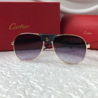 Cartier 2022 мъжки слънчеви очила с кожа, снимка 8 - Слънчеви и диоптрични очила - 38195936