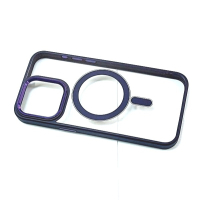  калъф за iPhone 15 Pro Max прозрачен твърд с лилав ринг и силиконова рамка MagSafe, снимка 2 - Калъфи, кейсове - 44730300