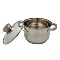 Тенджера за готвене алпака с метални дръжки 16см 2.1л, стъклен капак, снимка 2 - Съдове за готвене - 44240759