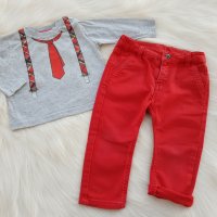 Коледен сет панталон и блуза  6-9 месеца , снимка 3 - Комплекти за бебе - 30781017